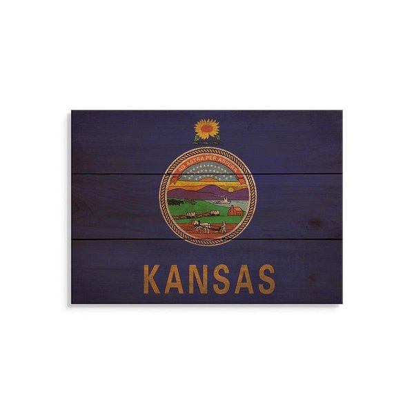 Wile E. Wood 15 x 11 in. Kansas State Flag Wood Art FLKS-1511